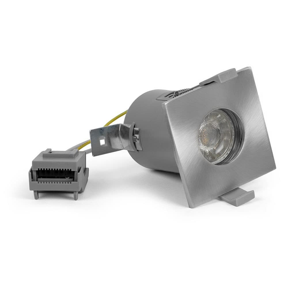 Lieber Brushed Chrome GU10 Fire rated IP65 square downlight