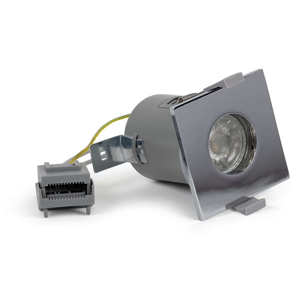 Lieber polished Chrome GU10 Fire rated IP65 square downlight