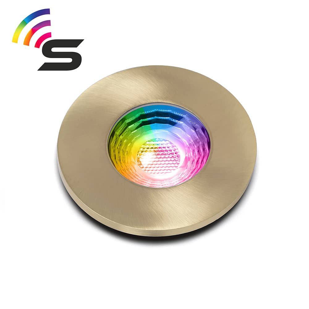 Lieber Brushed brass IP65 Fire Rated Colour Changing Smart Downlight