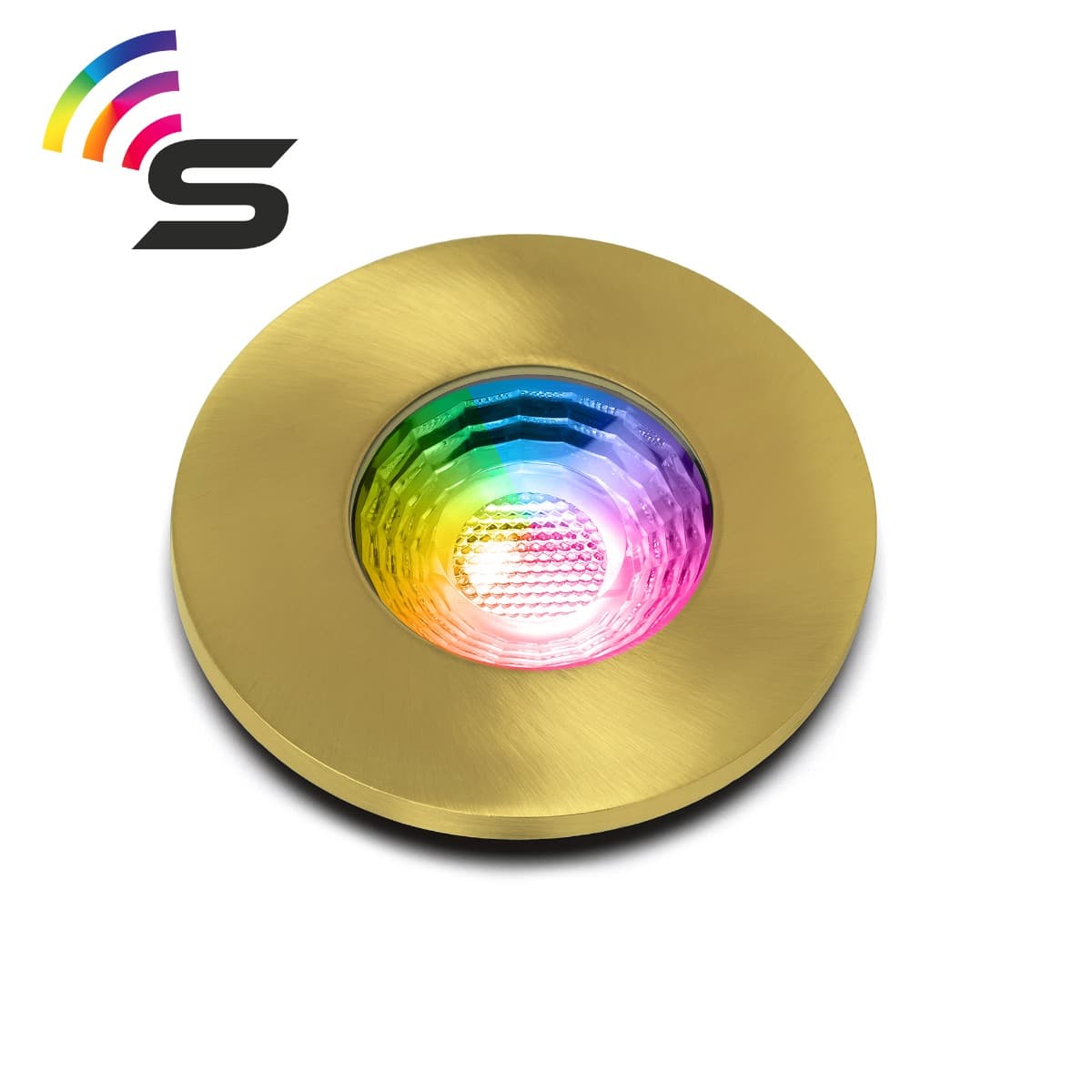 Lieber Brushed Gold IP65 Fire Rated Colour Changing Smart Downlight