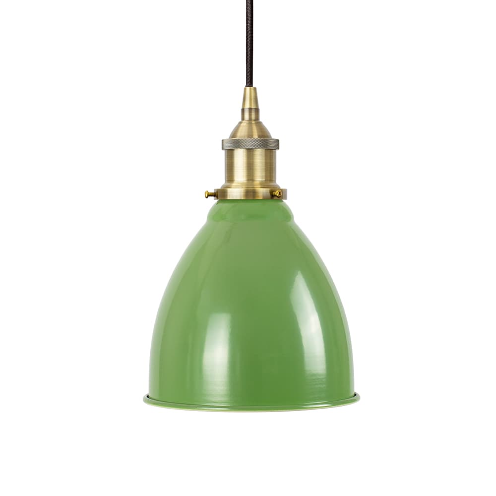 Soho Lighting Mint Green Classic Small Pantry Metal Painted Pendant Light with Antique Gold Lamp Holder and Brown Twisted Cable