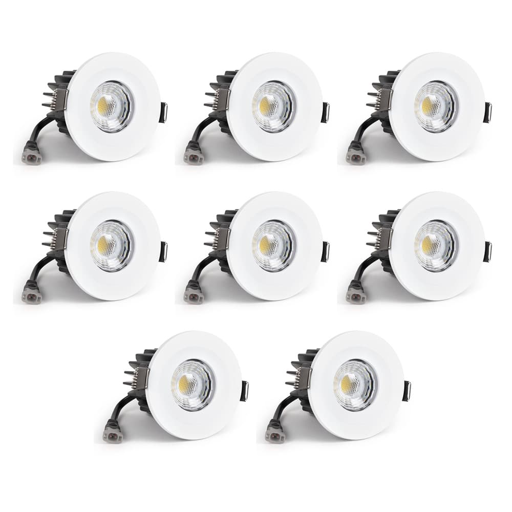 8 Pack - Soho Lighting White Fixed CCT Colour Changing Fire Rated LED Dimmable IP65 10W Downlight