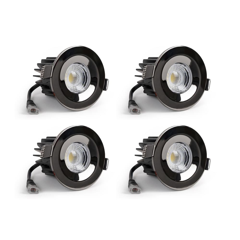 4 Pack - Soho Lighting Black Nickel LED Downlights - Fire Rated - Fixed - IP65 - CCT Switch - High CRI - Dimmable