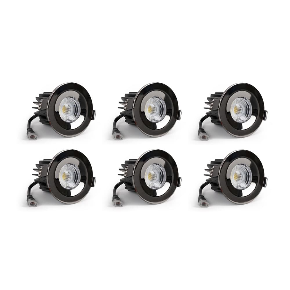 6 Pack - Soho Lighting Black Nickel LED Downlights - Fire Rated - Fixed - IP65 - CCT Switch - High CRI - Dimmable