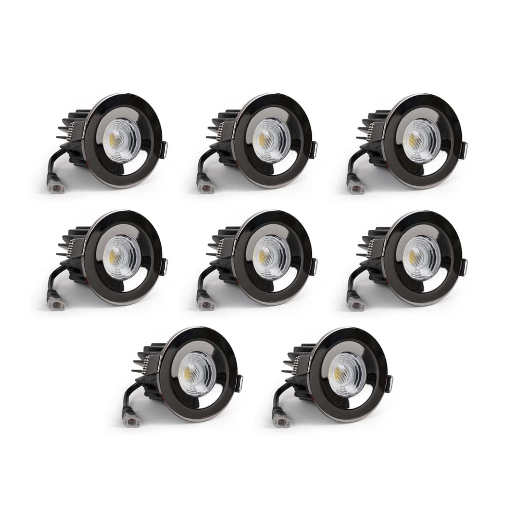 8 Pack - Soho Lighting Black Nickel LED Downlights - Fire Rated - Fixed - IP65 - CCT Switch - High CRI - Dimmable