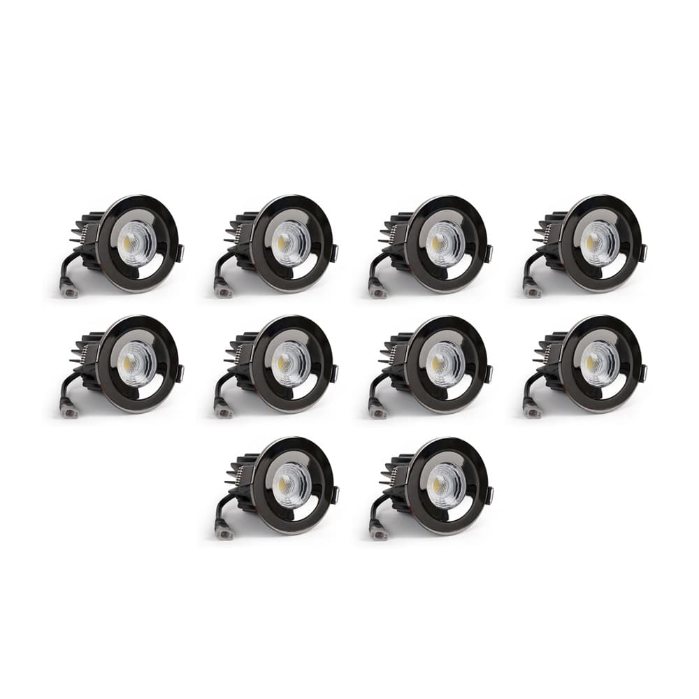 10 Pack - Soho Lighting Black Nickel LED Downlights - Fire Rated - Fixed - IP65 - CCT Switch - High CRI - Dimmable