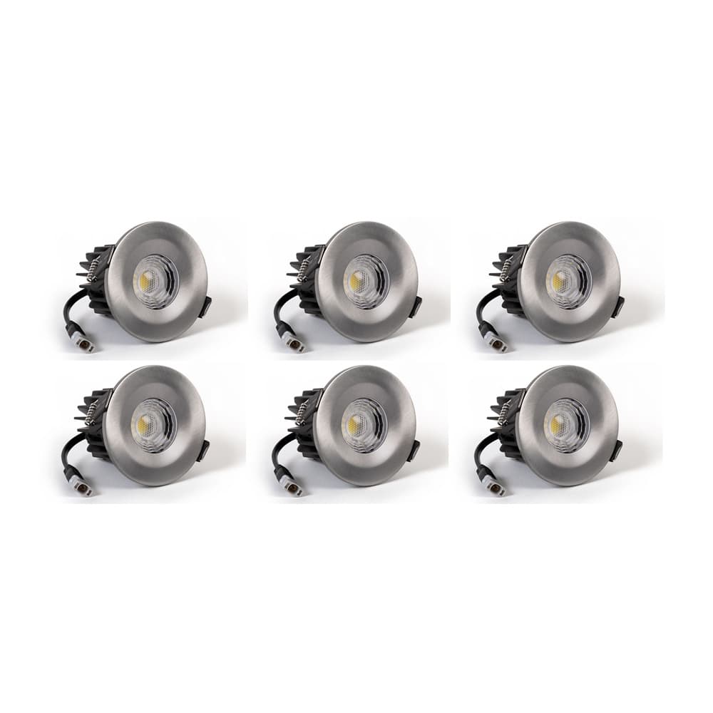 6 Pack - Soho Lighting Pewter LED Downlights - Fire Rated - Fixed - IP65 - CCT Switch - High CRI - Dimmable