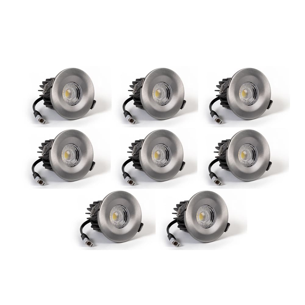 8 Pack - Soho Lighting Pewter LED Downlights - Fire Rated - Fixed - IP65 - CCT Switch - High CRI - Dimmable