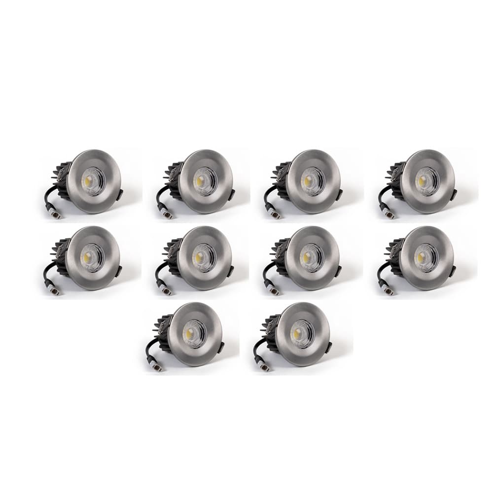 10 Pack - Soho Lighting Pewter LED Downlights - Fire Rated - Fixed - IP65 - CCT Switch - High CRI - Dimmable