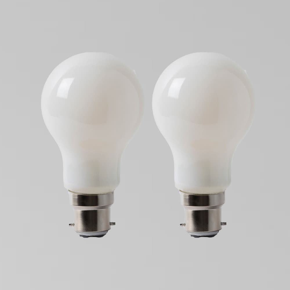 2 Pack - Soho Lighting 8w B22 Opal GLS LED Light Bulb 3000K Warm White Dimmable