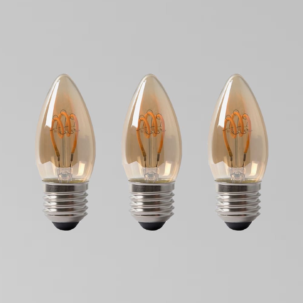 3 Pack - Soho Lighting 2w E27 ES Vintage Edison Candle LED Light Bulb 1800K T-Spiral Filament Dimmable