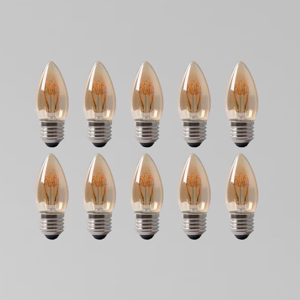 10 Pack - Soho Lighting 2w E27 ES Vintage Edison Candle LED Light Bulb 1800K T-Spiral Filament Dimmable