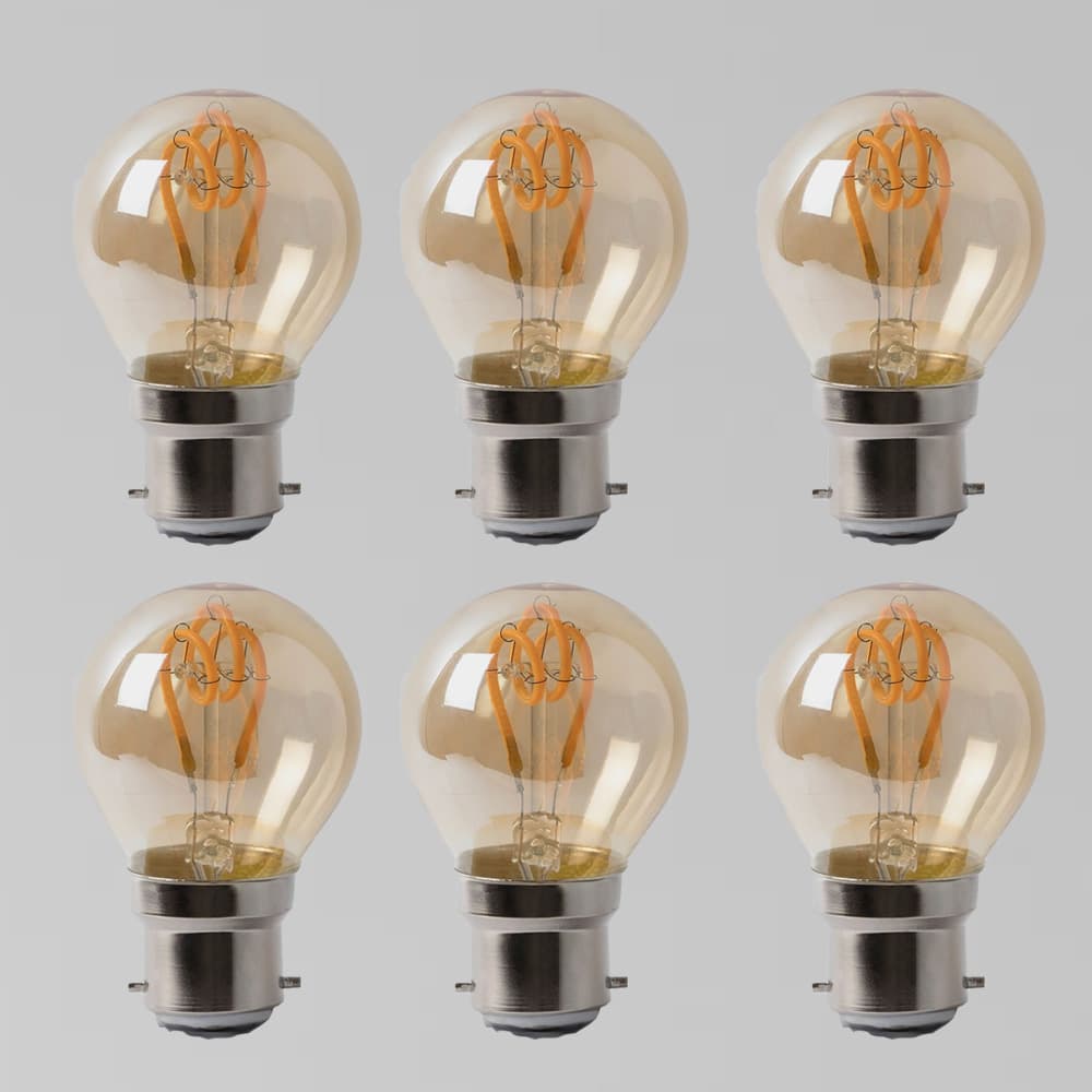 6 Pack - Soho Lighting 2w B22 Vintage Edison Golf Ball LED Light Bulb 1800K T-Spiral Filament High CRI Dimmable