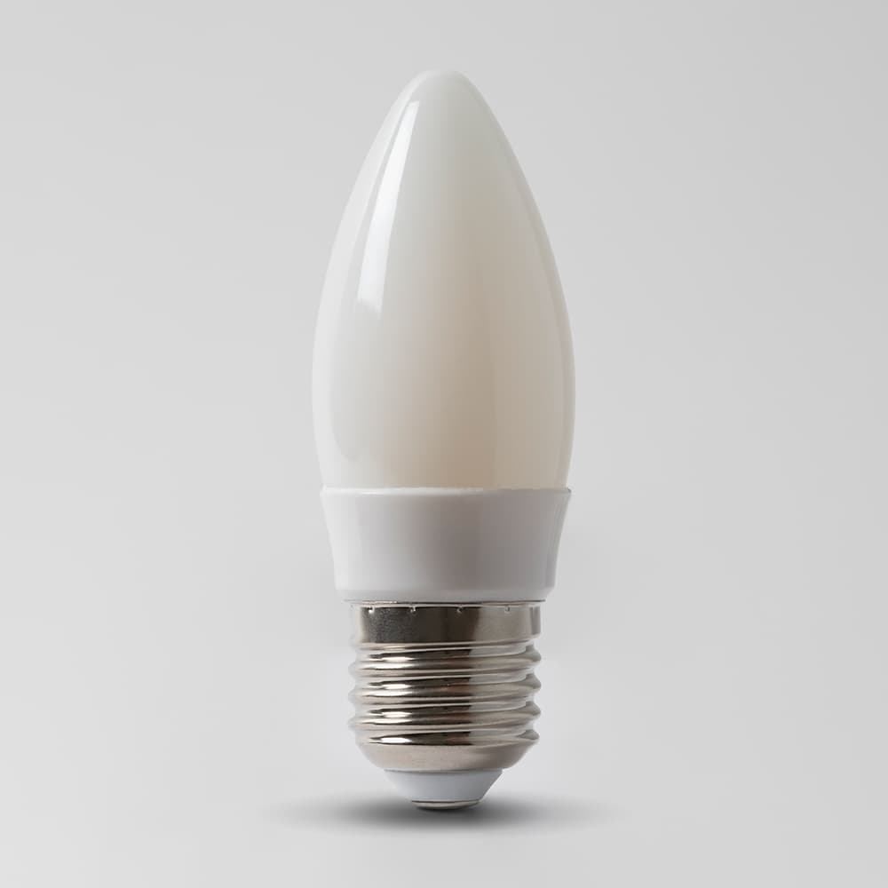 Soho Lighting 4w E27 ES 3000K Opal Dimmable LED Candle Bulb with white plastic