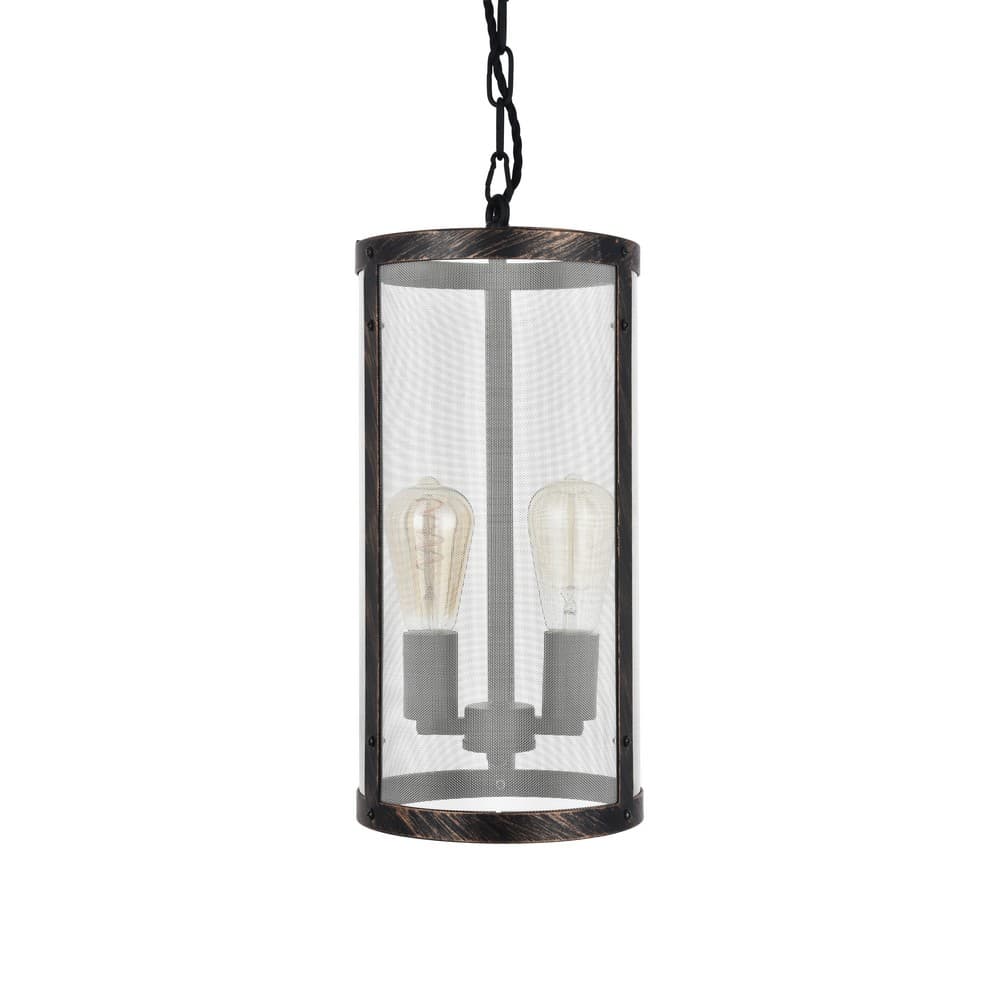 Tisbury Cylinder Mesh Lantern Style Industrial Gothic Pendant Light - Brushed Brass - Elesi