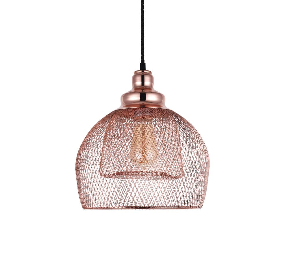 Cambridge Rose Gold Metal Mesh Kitchen Island Pendant Light - Elesi