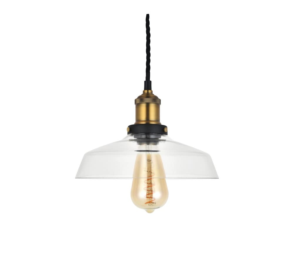 Romilly Step Clear Glass Breakfast Bar Pendant Light - Brass - Elesi