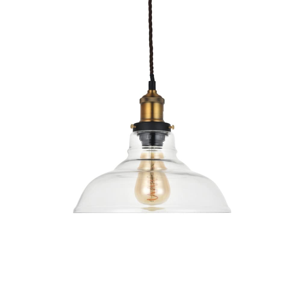 Romilly Edison Industrial Clear Glass Step Breakfast Bar Pendant Light - Elesi