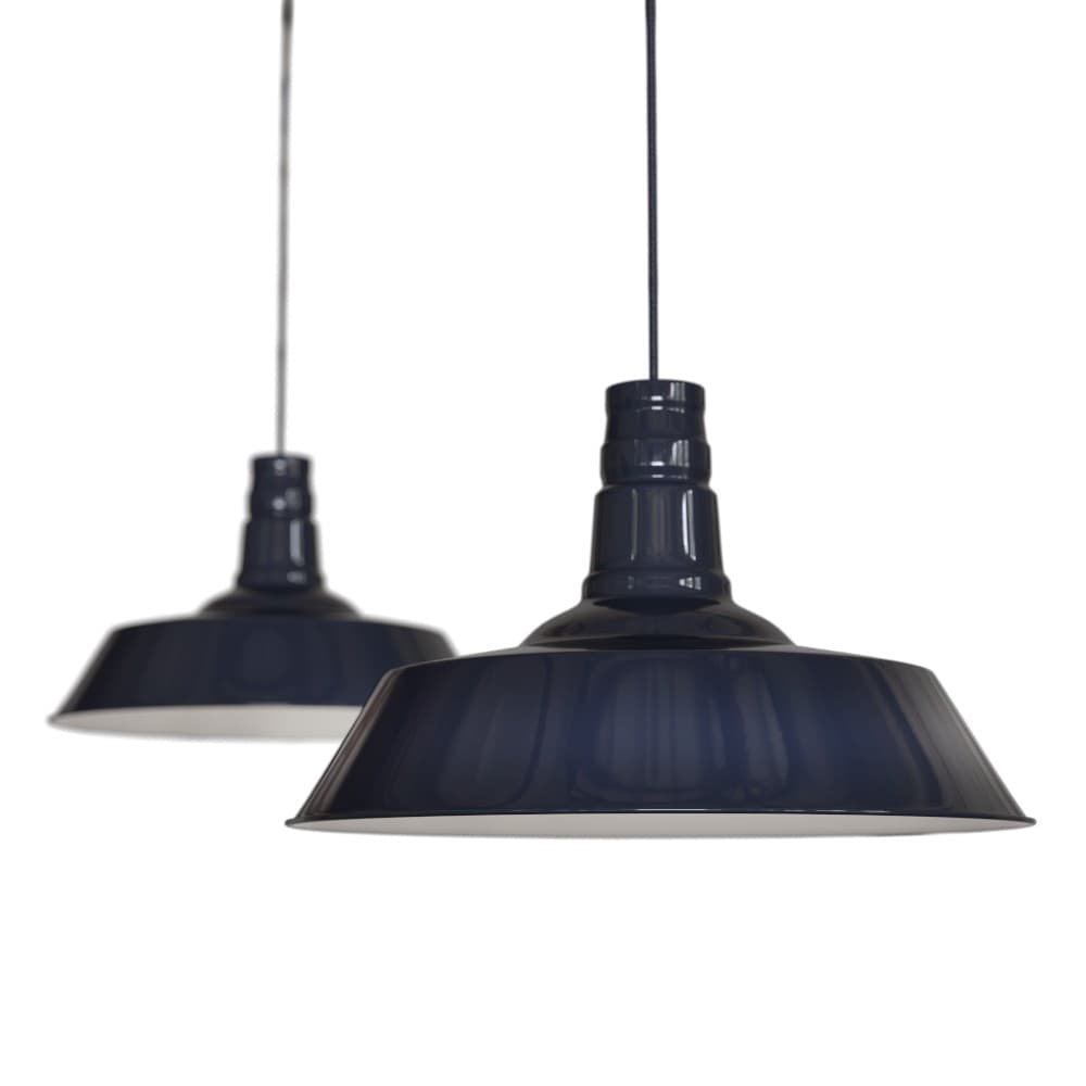 Squid Ink Navy Blue Industrial Dining Room Pendant Light - Large Argyll - The Soho Lighting Company