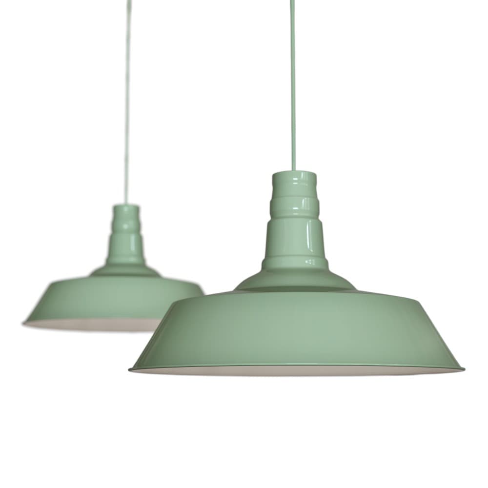 Large Chalk Mint Green Industrial Dining Room Pendant Light- Large Argyll - Elesi