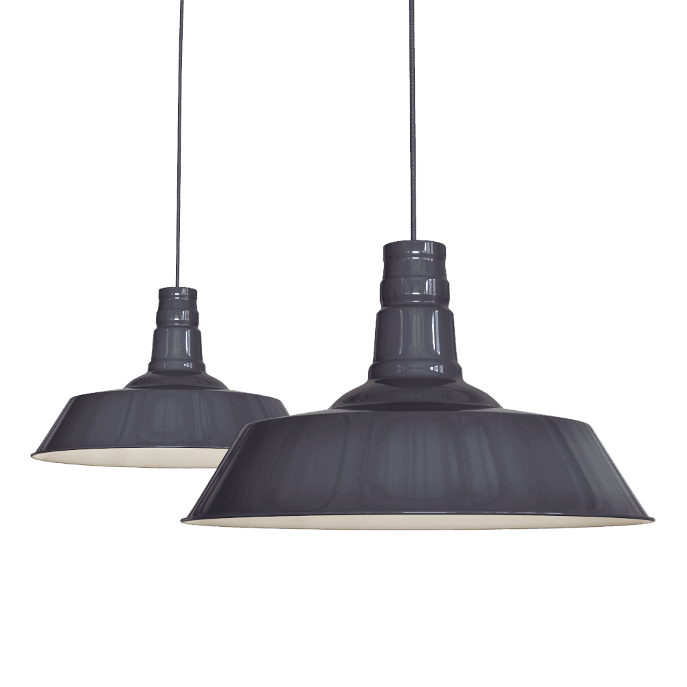 Large Leaden Grey Slate Industrial Dining Room Pendant Light - Large Argyll - Elesi