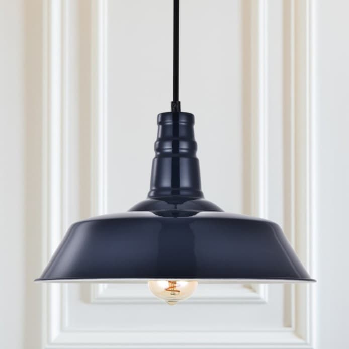 Squid Ink Navy Blue Industrial Breakfast Bar Pendant Light - Argyll - The Soho Lighting Company