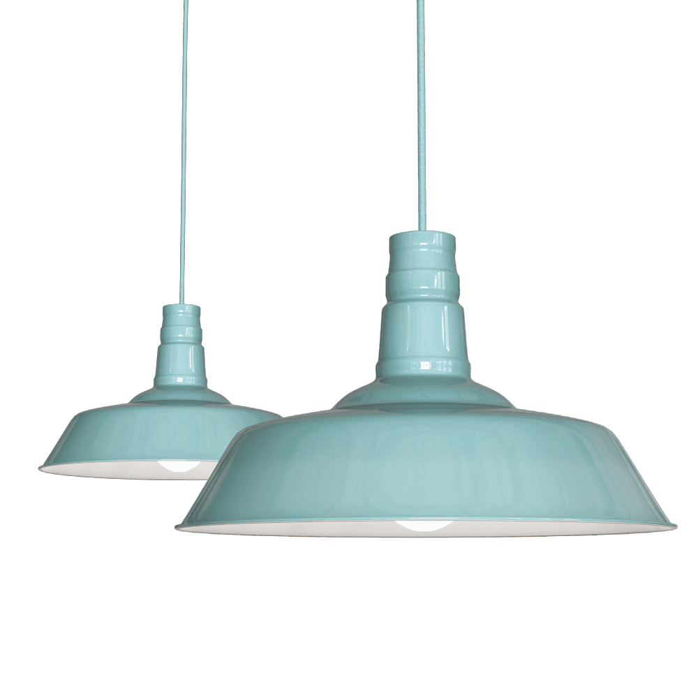 Duck Egg Blue Turquoise Industrial Breakfast Bar Pendant Light - Argyll - Elesi