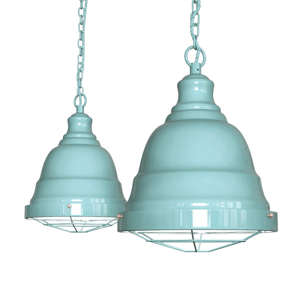 Duck Egg Blue Turquoise Vintage Cage Landing Pendant Light - Ganton - Elesi