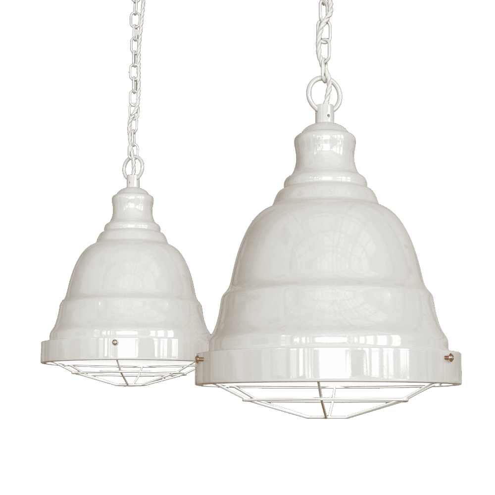 Clay White Cream Vintage Cage Landing Pendant Light - Ganton - Soho Lighting