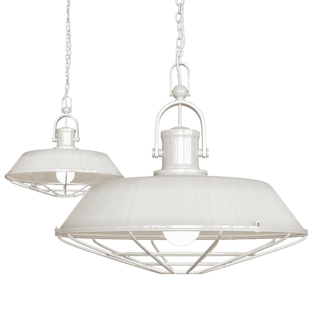 Clay White Cream Cage Industrial Kitchen Island Pendant Light - Brewer Cage - Soho Lighting