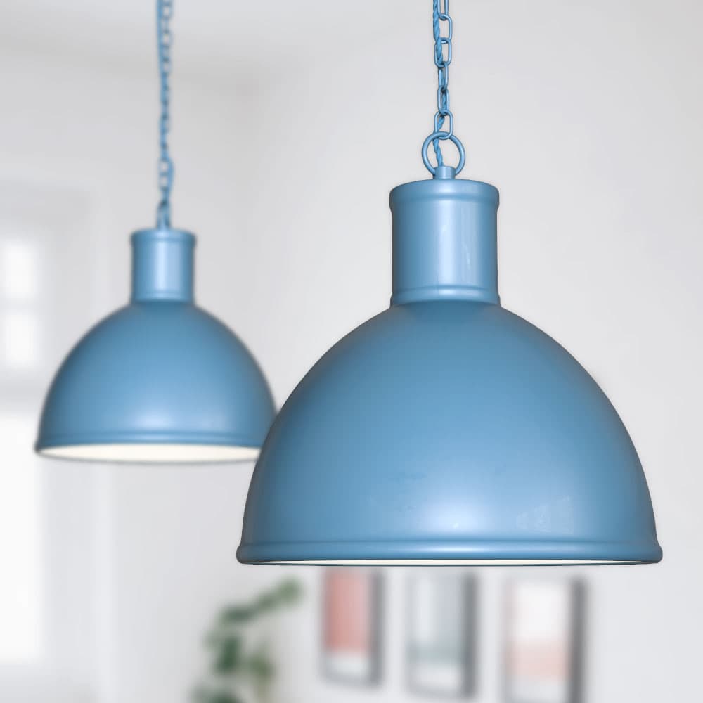 Wardour Industrial Hallway Pendant Light Aston Blue - Elesi