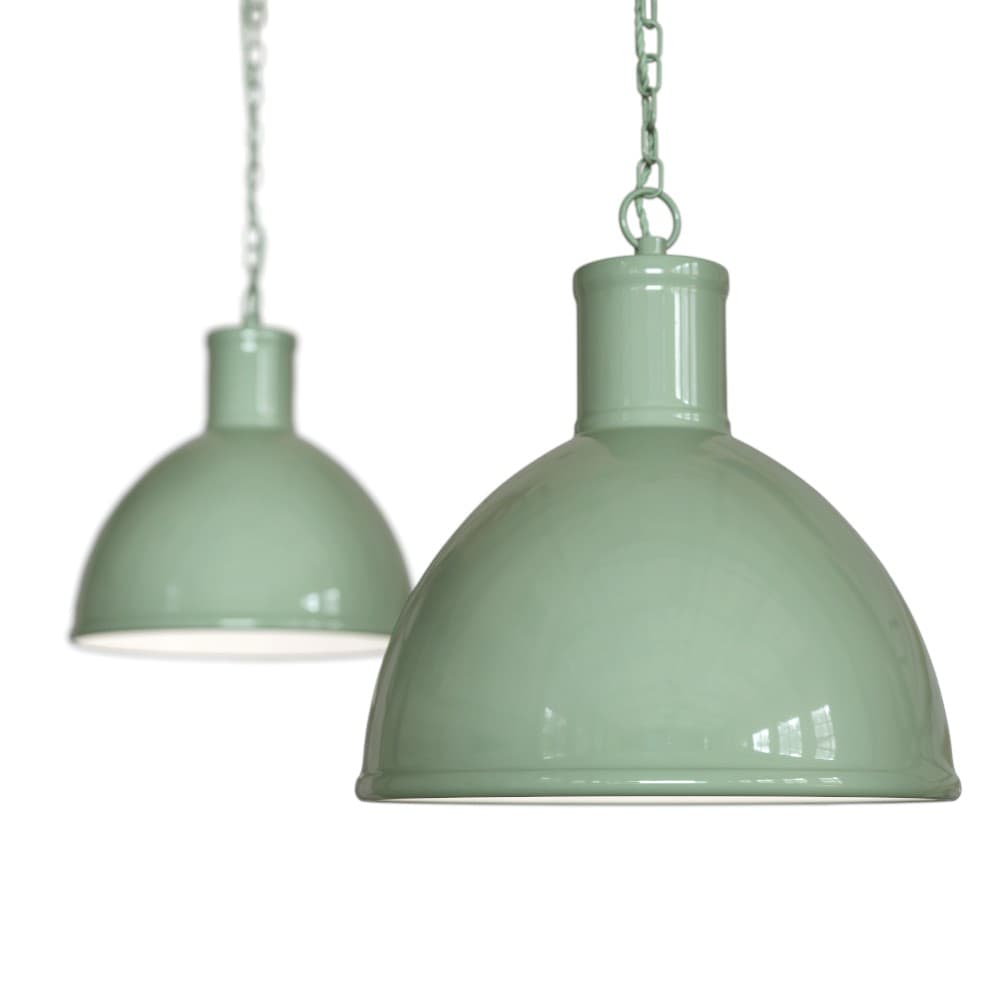 Chalk Mint Green Industrial Hallway Pendant Light - Wardour - Elesi