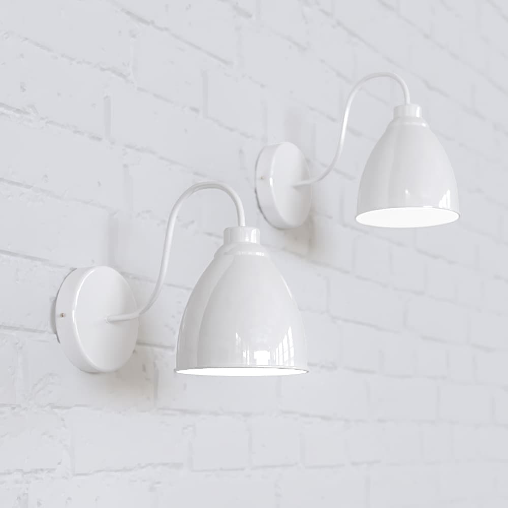 Satin Pure White Cone Wall Sconce - Oxford Vintage Wall Light - Elesi