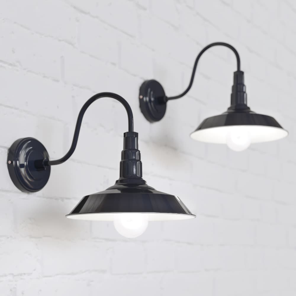 Argyll Industrial Wall Light Squid Ink Navy Blue - The Soho Lighting Company