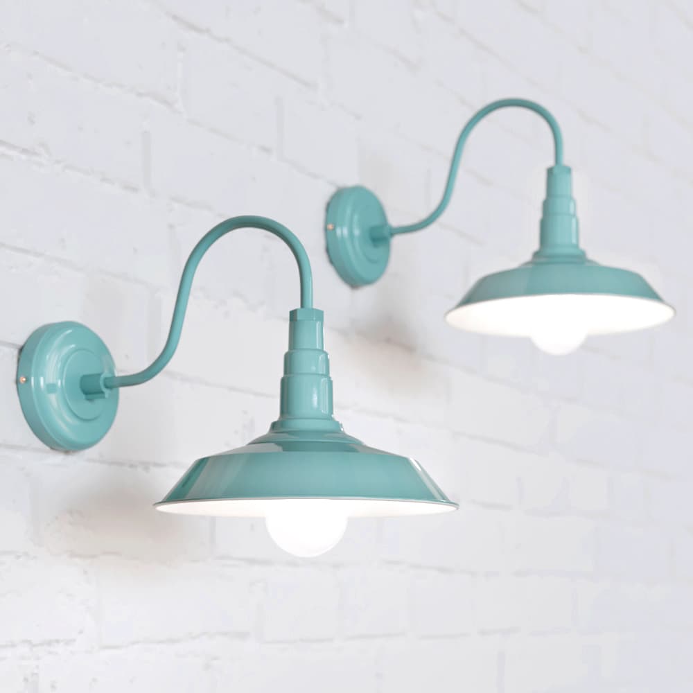 Duck Egg Blue Turquoise Industrial Wall Light - Argyll - Elesi