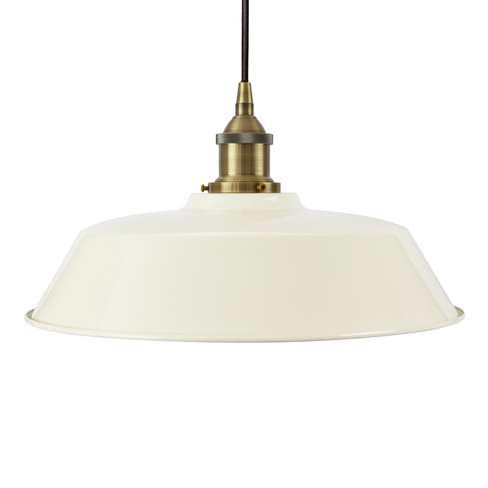 Soho Lighting Clay White Chancery Painted Pendant Light with Gold Lamp Holder and Brown Twisted Cable