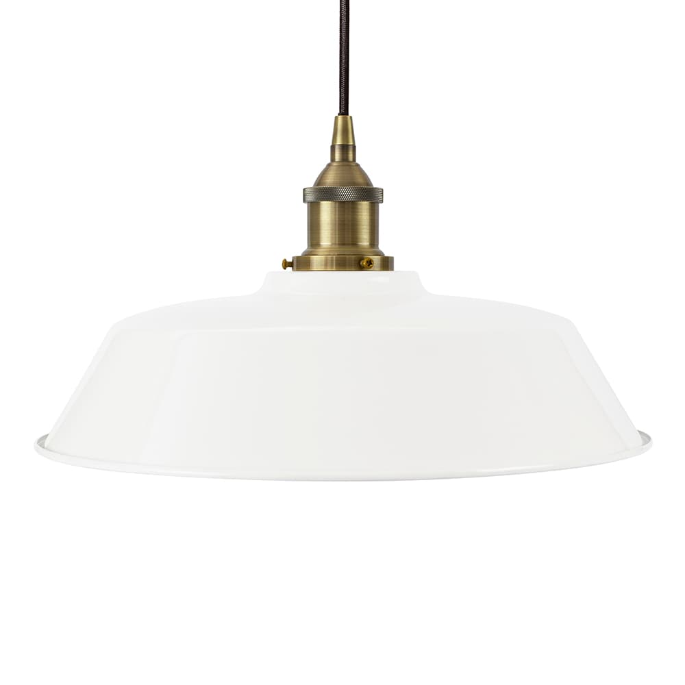Soho Lighting White Chancery Painted Pendant Light with Black Nickel Lamp Holder and Brown Twisted Cable