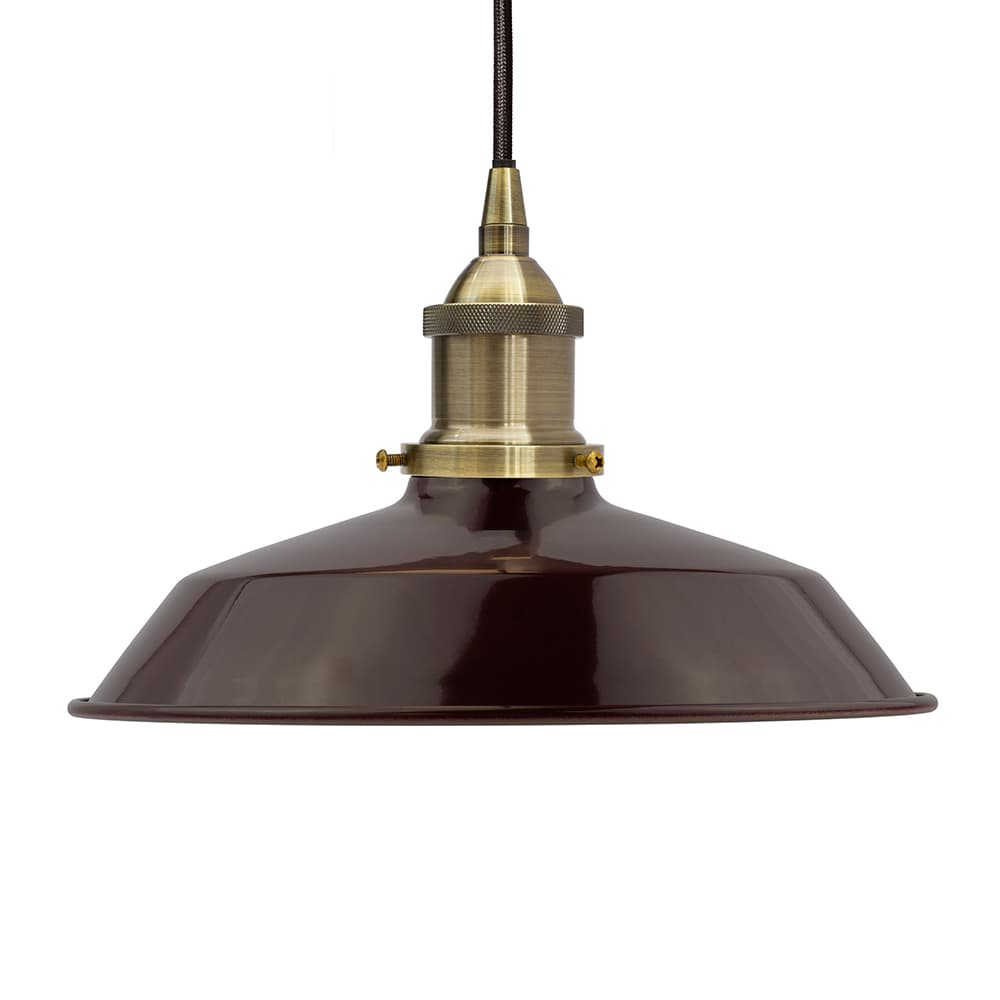 Soho Lighting Burgundy Red Small Trinity Metal Painted Pendant Light with Antique Copper Lamp Holder and Black Twisted Cable