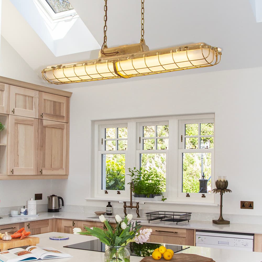 Soho Lighting Warwick Brass Large Statement Industrial Strip Light