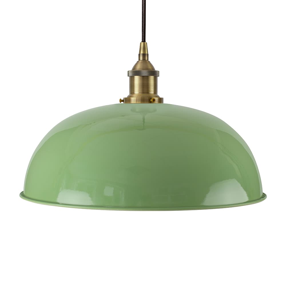 Soho Lighting Mint Green Worcester Painted Pendant Light with Gold Lamp Holder and Black Twisted Cable