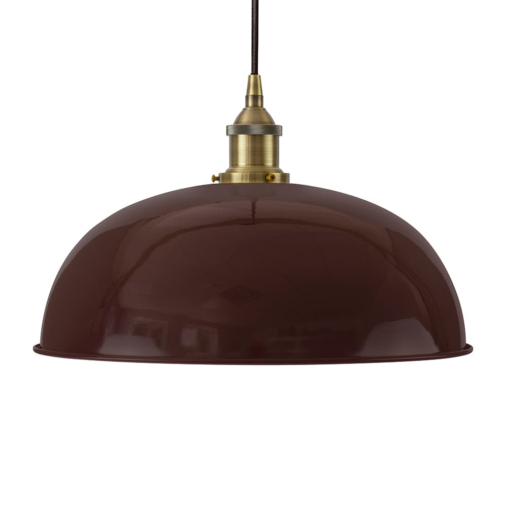 Soho Lighting Burgundy Red Worcester Painted Pendant Light with Gold Lamp Holder and Black Twisted Cable