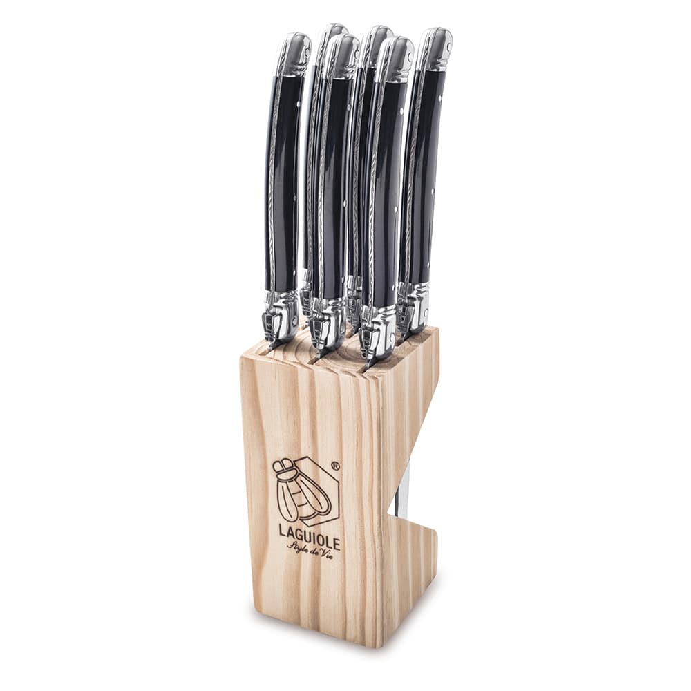 Laguiole Style De Vie Premium Steak Knives 6 Piece Set Black