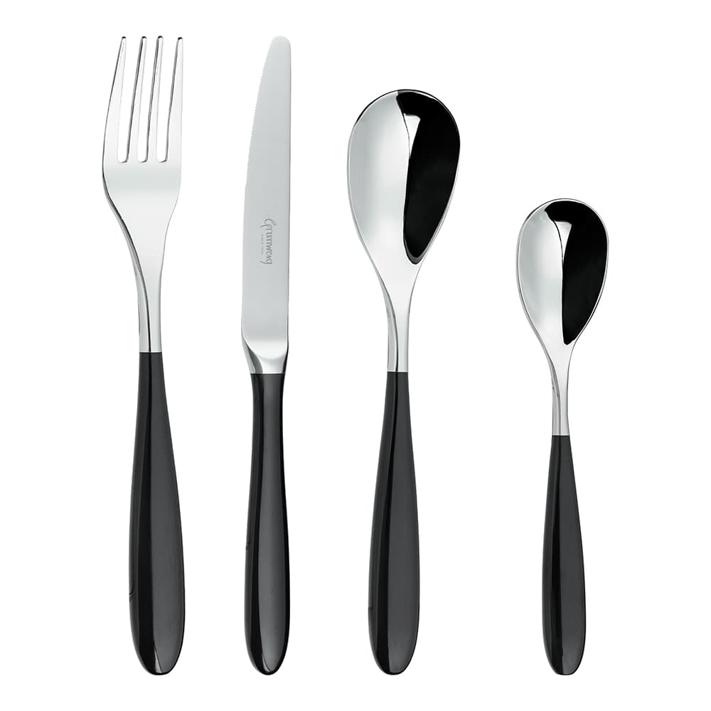 Grunwerg Yin & Yang Black 24 Piece Cutlery Set for 6 People