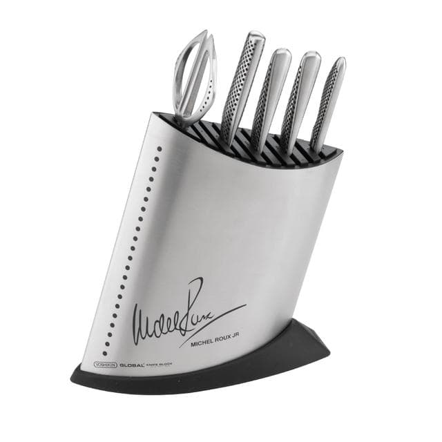 Global Michel Roux Jr GR52/SS6 - 6 Piece Stainless Steel Knife Block Set (GR52/SS6)