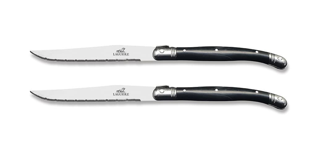 Laguiole Grey Steak Knife 11.5cm, 2 Piece Set
