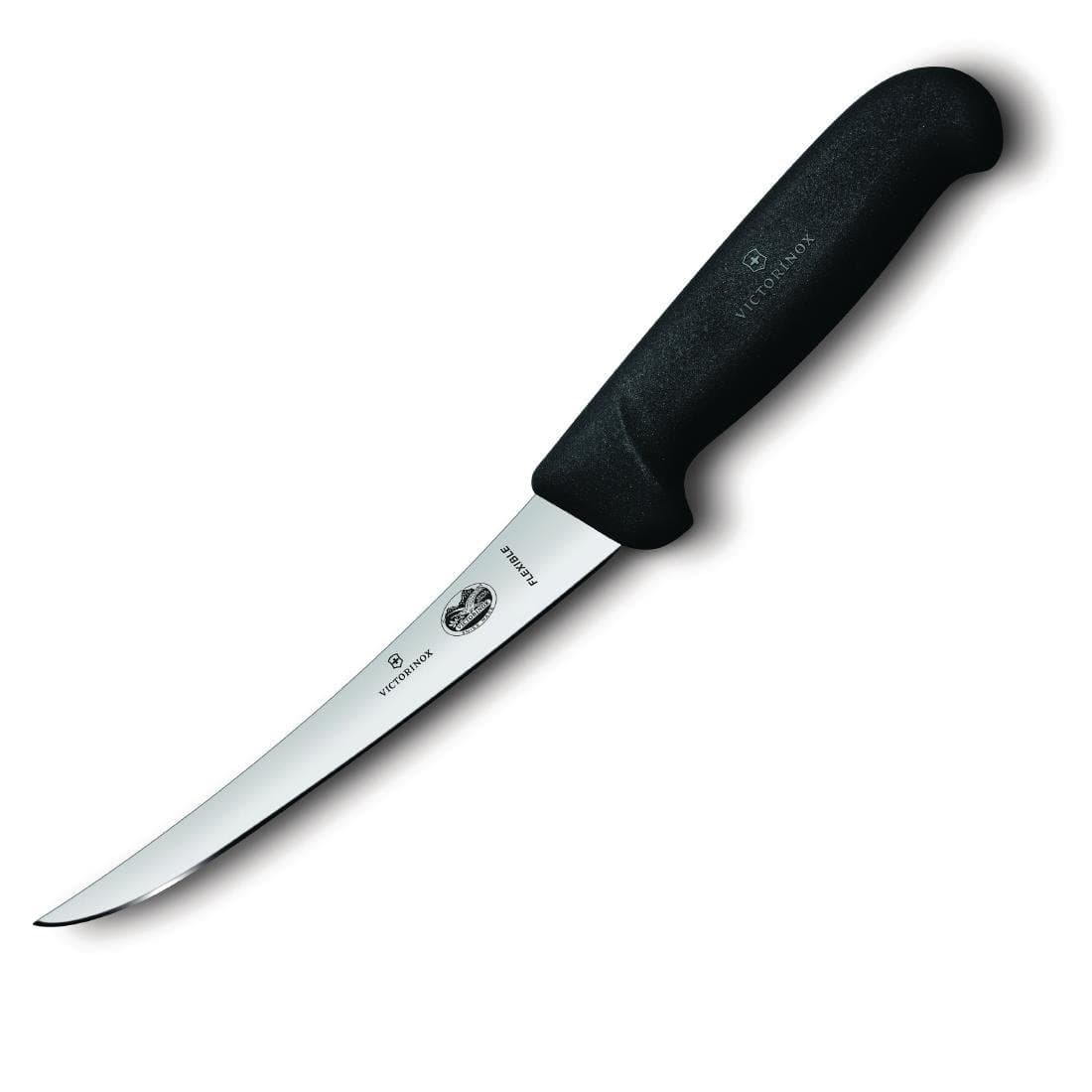 Victorinox Fibrox 12cm Boning Knife Curved Edge Narrow Flexible Blade (5641312)