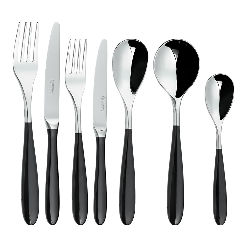 Grunwerg Yin & Yang Black 56 Piece Cutlery Set for 8 People