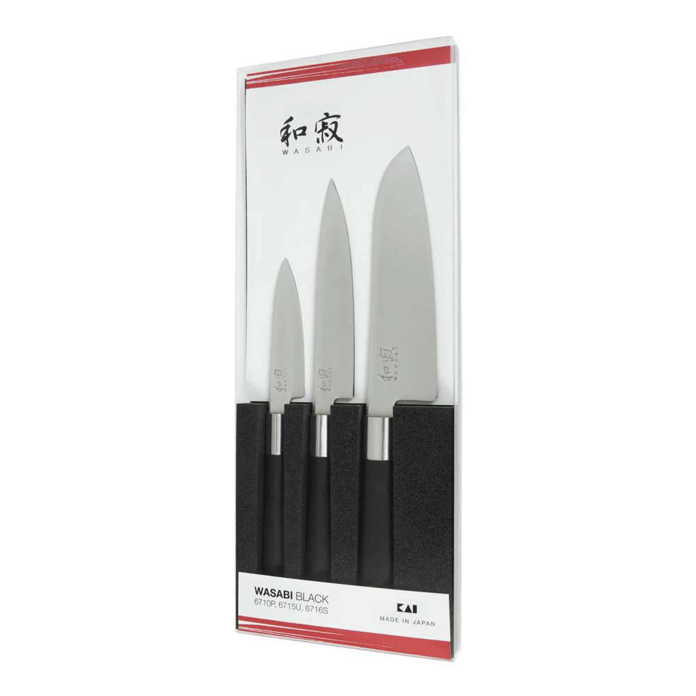 Kai Shun Wasabi Black 3 Piece Knife Set (Includes KAI 6710P, KAI 6715U, KAI 6716S)