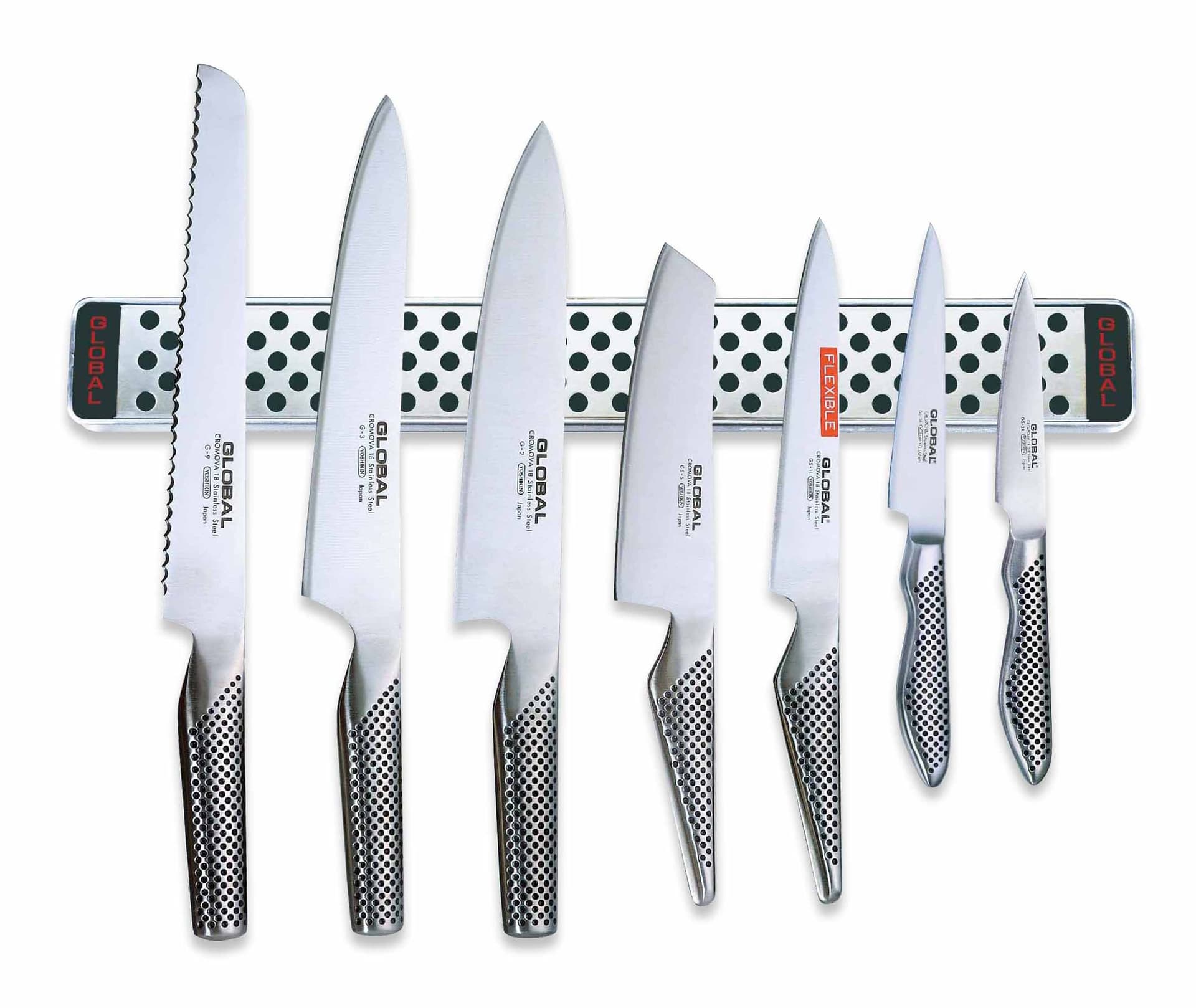Global Knives 7 Piece Knife Set with Magnetic Wall Rack G2395113638/M40