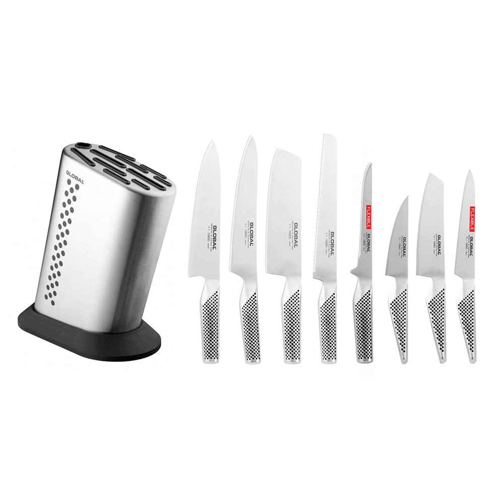 Global G888K - Stainless Steel Knife Block with 8 Global Knives (G-888K)